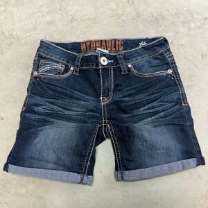 Hydraulic Lola Girls Denim Shorts‎ Cuffed Distressed Blue Size 5/6